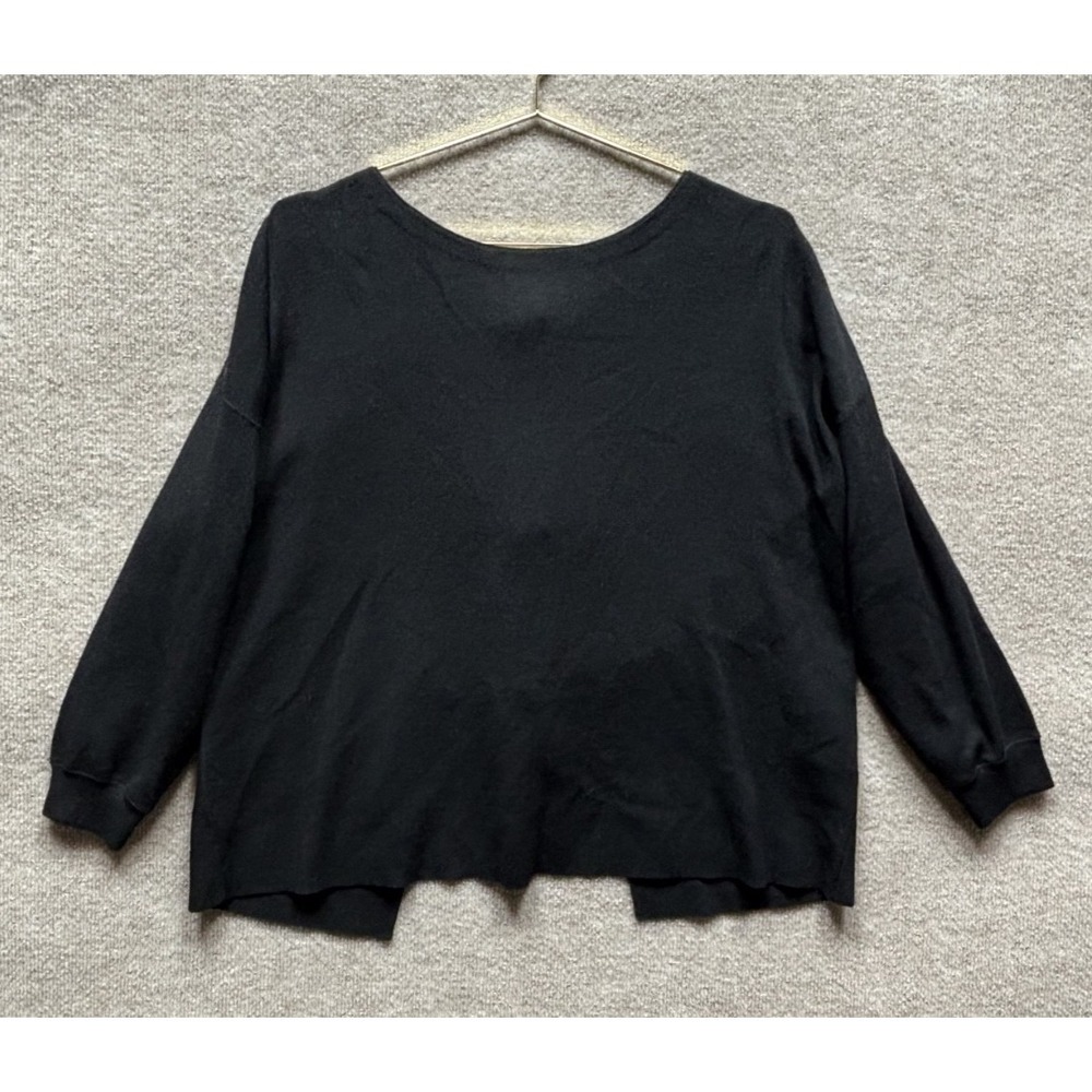 Alice + Olivia Black Drop Shoulder Tie Open Back Sweater Large Black‎ NWT NEW
